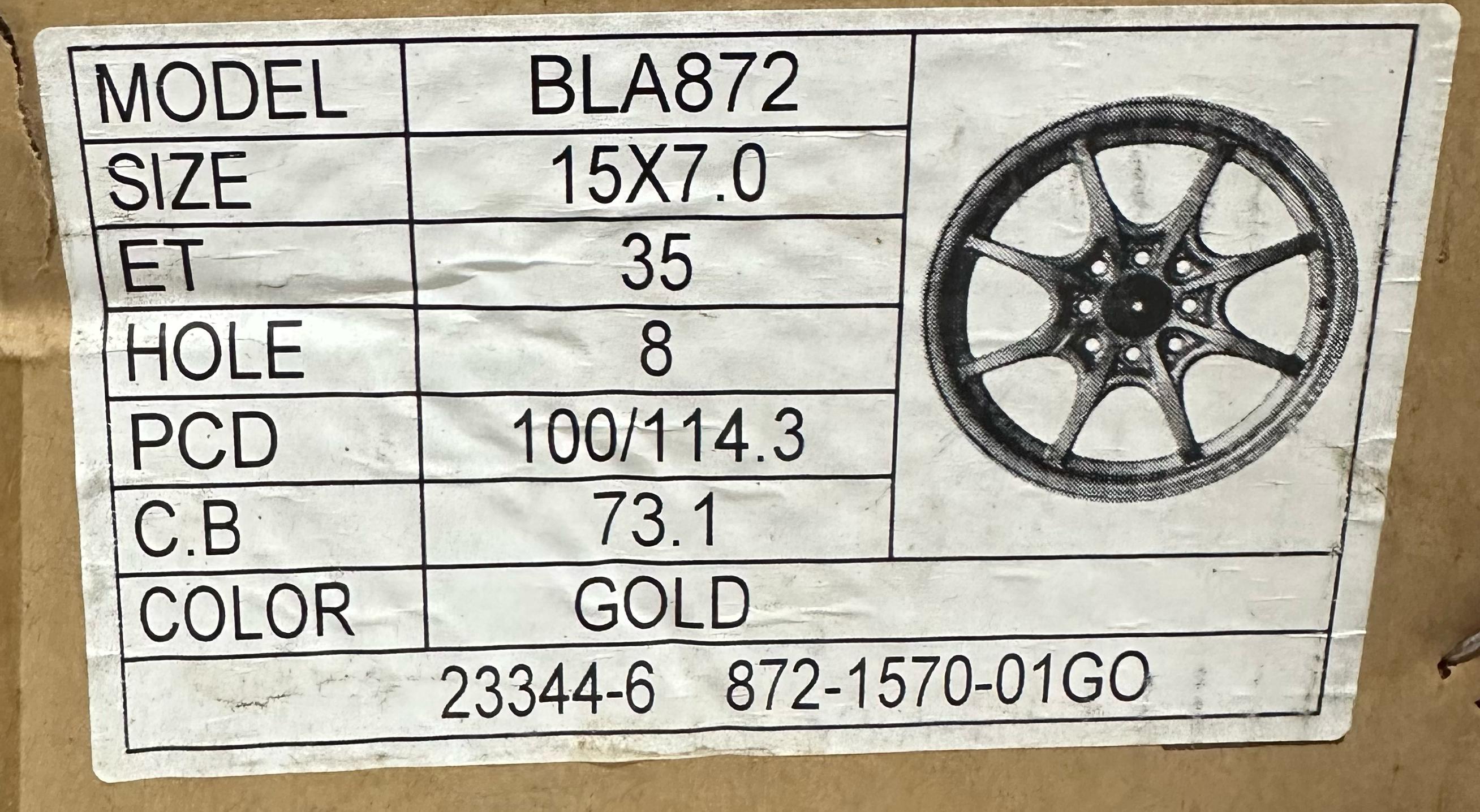 JUEGO DE AROS 15X7 8H 100/114.3 BLA872 GOLD