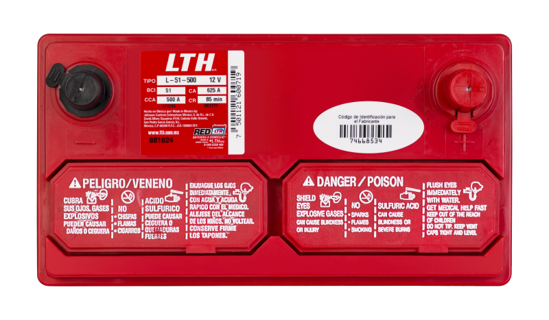 BATERIA LTH L-51R-500 12V CA.625A CCA.500A CR.85