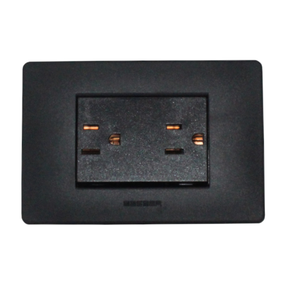 TOMA DOBLE 2P+T 15A AMERICANA NEGRO